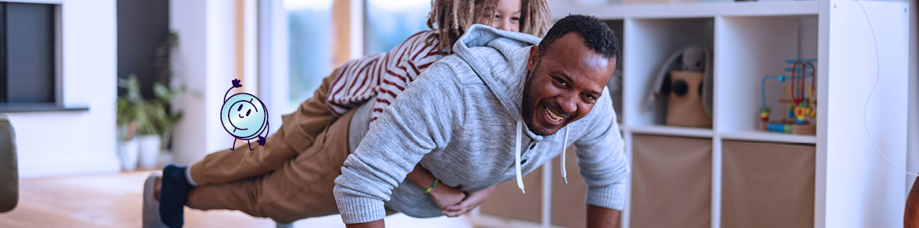 Person doing push-ups with a child on their back.